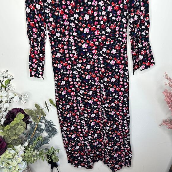 EQUIPMENT Femme Neema Floral Maxi Dress Black Red Pink Sz 4 {3H31} - Picture 5 of 7